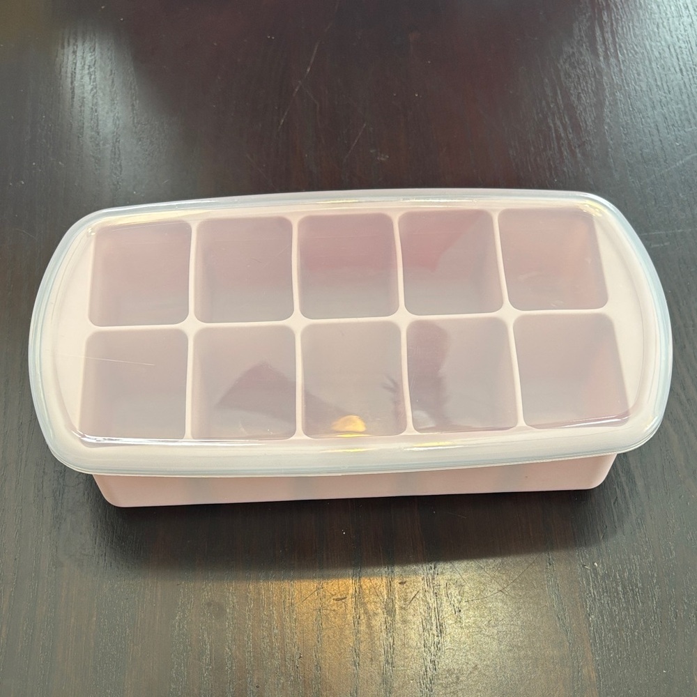 Melii Rose Pink Silicon Baby Food and Ice Cube Tray with Lid